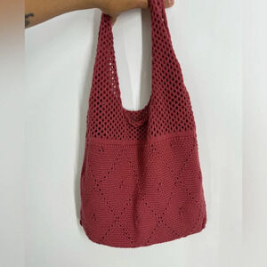 Mesh knit handbag tote grocery bag reusable washable